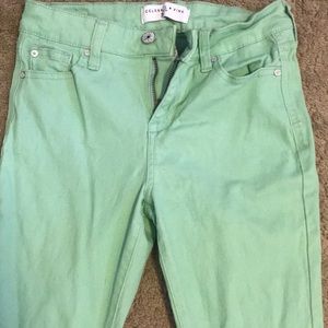 Light blue pants , celebrity pink